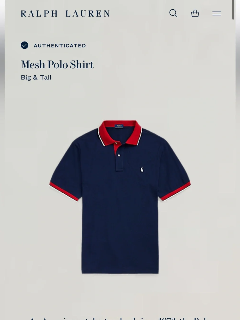 NWT Polo Ralph Lauren 3X 3XL Big Man's Blue, Red & White Cotton Mesh POLO